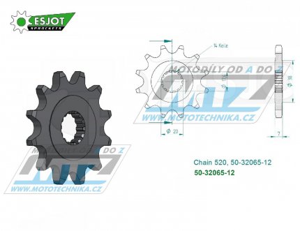 Koleko etzov (pastorek) 32065-12zub ESJOT 50-32065-12 - KTM 125 Sting / 98