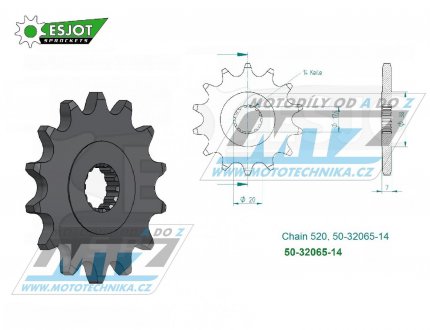 Koleko etzov (pastorek) 32065-14zub ESJOT 50-32065-14 - KTM 125 Sting / 98