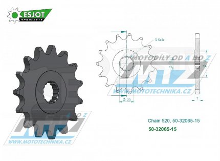 Koleko etzov (pastorek) 32065-15zub ESJOT 50-32065-15 - KTM 125 Sting / 98