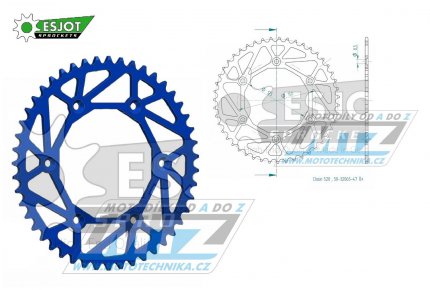 Rozeta ocelov (pevodnk) 0897-47zub ESJOT ULTRALIGHT 50-32065-47LB Offroad (modr) - KTM SX+SXF+EXC+EXCF + SMR+SMC+EGS+MXC+SXC + LC4+Adventure+Duke+Enduro+Rallye + Husaberg TE+FE+FC+FS + Husqvarna TC+TE+FC+FE+TX+FX + Enduro+Supermoto+Vitpilen+Svar