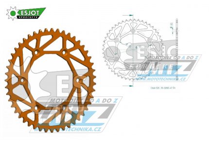 Rozeta ocelov (pevodnk) 0897-47zub ESJOT ULTRALIGHT 50-32065-47LO Offroad (oranov) - KTM 125SX+250SXF+300EXC +450EXCF+200XC+350XCF+125MX+640 LC4 Adventure+640 LC4 Duke+450SMR+660SMC + Husaberg TE125+FC501+FE250+FS550+FX450 + Husqvarna FC350+FE4