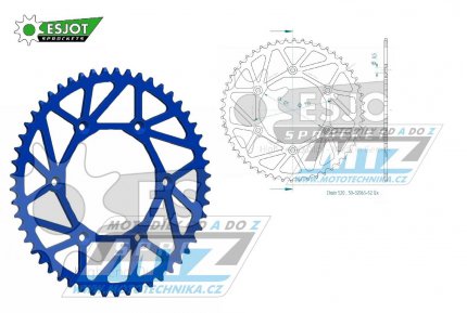 Rozeta ocelov (pevodnk) 0897-52zub ESJOT ULTRALIGHT 50-32065-52LB Offroad (modr) - KTM SX+SXF+EXC+EXCF + SMR+SMC+EGS+MXC+SXC + LC4+Adventure+Duke+Enduro+Rallye + Husaberg TE+FE+FC+FS + Husqvarna TC+TE+FC+FE+TX+FX + Enduro+Supermoto+Vitpilen+Sva