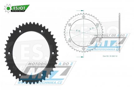 Rozeta ocelov (pevodnk) 0896-45zub ESJOT 50-32067-45 - KTM 125 Enduro +125MX + 250 Enduro + 250MX + 350 Enduro + 350MX + 420 Enduro + 420MX + 495MX +500MX + 600 LC4 MX + 600 LC4 Enduro