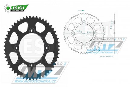 Rozeta ocelov (pevodnk) 32071-52zub ESJOT 50-32071-52 - MZ Baghira Enduro 660+Mastiff Funbike 660 / 97-03