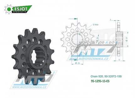 Koleko etzov (pastorek) 1295-15zub ESJOT 50-32072-15S - Honda CBR600F / 91-98