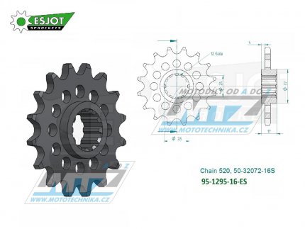 Koleko etzov (pastorek) 1295-16zub ESJOT 50-32072-16S - Honda CBR600F / 91-98