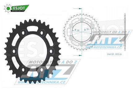 Rozeta ocelov (pevodnk) 0735-36zub ESJOT 50-32072-36 - Ducati 907 I.E. + 750 Sport + 800 Sport + 600SS + 750SS + 800SS + 900SS + 851SP + 851 Strada + 600 Monster + 620 Monster i.e. + 750 Monster + 800 Monster Dark + 900 Monster + 907 Paso Sports