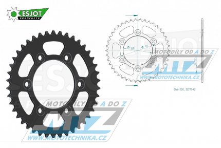 Rozeta ocelov (pevodnk) 0735-42zub ESJOT 50-32072-42 - Ducati 907 I.E. + 750 Sport + 800 Sport + 600SS + 750SS + 800SS + 900SS + 851SP + 851 Strada + 600 Monster + 620 Monster i.e. + 750 Monster + 800 Monster Dark + 900 Monster + 907 Paso Sports