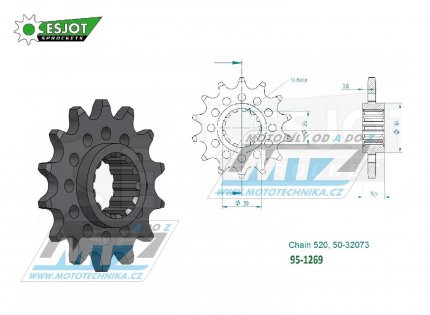 Koleko etzov (pastorek) 1269-13zub ESJOT 50-32073-13S - Honda CBR600F + CBR600RA (C-ABS) + CBR600RR + CBR900RR Fireblade + CBR1000RR Fireblade + CBR1000RA Fireblade + CBR1000S Fireblade SP + VTR1000SP