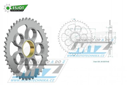 Rozeta ocelov (pevodnk) 0751-42zub ESJOT 50-32075-42 - Ducati 748 + 800 Monster S2R + 848 Evo + 848 Streetfighter + 916 Strada Biposto + 916 Strada SPS + 950 Hypermotard
