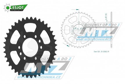 Rozeta ocelov (pevodnk) 1826-39zub ESJOT 50-32082-39 - Kawasaki KSF400 + Suzuki LT160E Quadrunner + LTF160 + LT230 + LT250R Quadracer + LTZ400 Quadsport + RV200 Van Van + T20 Super Six