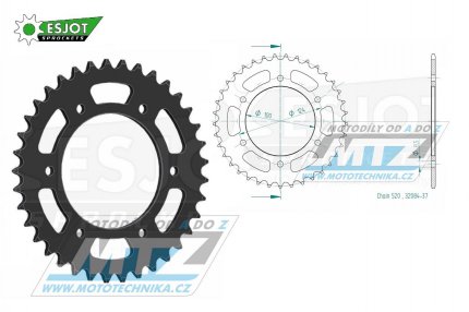 Rozeta ocelov (pevodnk) 32084-37zub ESJOT 50-32084-37 - Kawasaki KXT250 B1 Tecate / 86 + KXT250 B2 Tecate / 87