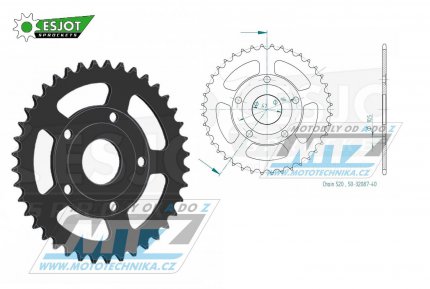 Rozeta ocelov (pevodnk) 32087-40zub ESJOT 50-32087-40 - Honda ATC200X / 83-85