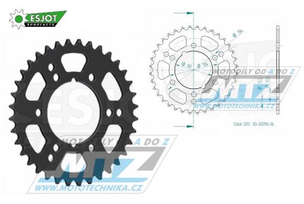 Rozeta ocelov (pevodnk) 1478-36zub ESJOT 50-32090-36 - Kawasaki GPZ400+GPZ550 Unitrack + ZX6R Ninja+ZX7R+ZX10R + ZX1000 Ninja + Polaris 250 Big Boss+250 Trail Blazer+250 Trail Boss 250 Scrambler+300 Xpress+330 Trail Blazer+400 Sportsman+400 Xplor