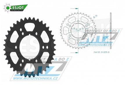 Rozeta ocelov (pevodnk) 1478-38zub ESJOT 50-32090-38 - Kawasaki GPZ400+GPZ550 Unitrack + ZX6R Ninja+ZX7R+ZX10R + ZX1000 Ninja + Polaris 250 Big Boss+250 Trail Blazer+250 Trail Boss 250 Scrambler+300 Xpress+330 Trail Blazer+400 Sportsman+400 Xplor