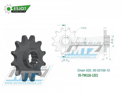 Koleko etzov (pastorek) TM126-12zub ESJOT 50-32105-12 - TM EN125 + MX125 / 13-24