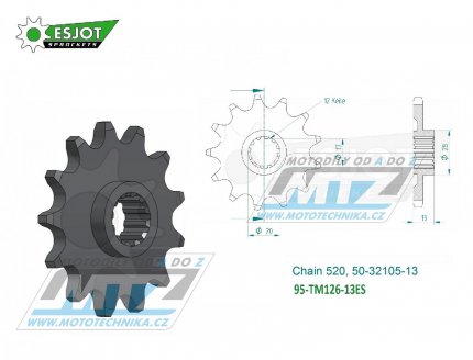 Koleko etzov (pastorek) TM126-13zub ESJOT 50-32105-13 - TM EN125 + MX125 / 13-24