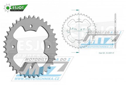 Rozeta ocelov (pevodnk) 1480-37zub ESJOT 50-32107-37 - Polaris 500 Predator E 2x4 / 03-04 + 450 Outlaw S / 08-10 + 450 Outlaw MXR / 09-10 + 500 Predator / 05-06 + 500 Predator LE / 07 + 525 Outlaw S / 08-10