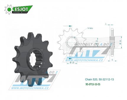 Koleko etzov (pastorek) 0715-13zub ESJOT 50-32112-13 - Gas-Gas EC200+EC250+EC300 + ECF400+ECF450+EC515 + FSE400+FSE450+SM400+SM450+SM515