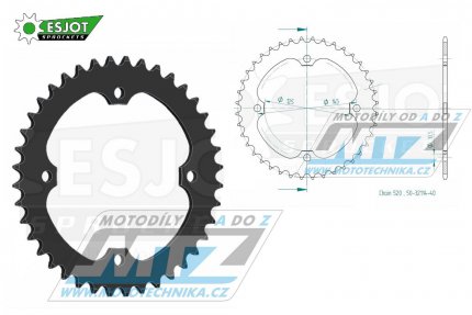 Rozeta ocelov (pevodnk) 1857-40zub ESJOT 50-32114-40 - Yamaha XT600+TT600 + YFZ450+YFZ450X+YFZ450R + YFM250R Raptor+YFM350R Raptor+YFM700R Raptor + YFZ350 Banshee+YFM350X Warrior