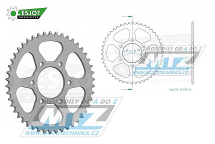 Rozeta ocelov (pevodnk) 1073-46zub ESJOT 50-32118-46 - Hyosung GV250 Aquila / 04-09 + GV250 Aquila FI Classic / 10-15 + GV250 EFI / 11-12