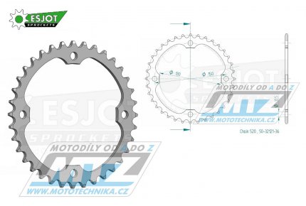 Rozeta ocelov (pevodnk) 32121-36zub ESJOT 50-32121-36