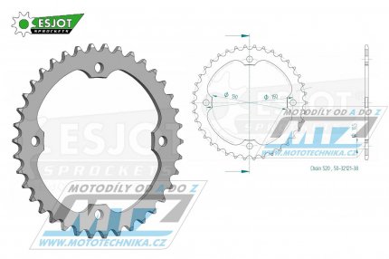 Rozeta ocelov (pevodnk) 32121-38zub ESJOT 50-32121-38