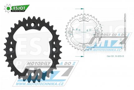 Rozeta ocelov (pevodnk) 1760-35zub ESJOT 50-32123-35 - Suzuki LT-R450 Quadracer / 06-11 + LTR450 Quadracer + LTZ400 Quadsport / 09-12