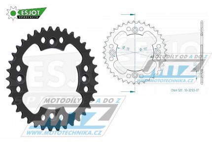 Rozeta ocelov (pevodnk) 1760-37zub ESJOT 50-32123-37 - Suzuki LT-R450 Quadracer / 06-11 + LTR450 Quadracer + LTZ400 Quadsport / 09-12