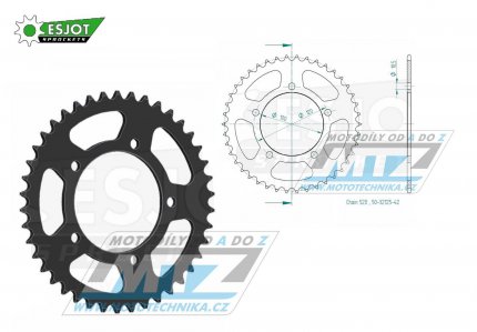 Rozeta ocelov (pevodnk) 0703-42zub ESJOT 50-32125-42 - Aprilia 125RS / 06-12 + 1000RSV R / 04-09 + 1000RSV4 Factory / 09-14 + 1000RSV Mille / 98-03 + 650 Pegaso Strada / 05-09 + 650 Pegaso Trail / 07-09 + BMW 650 Xmoto / 07-08