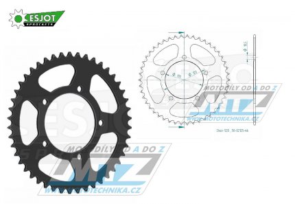 Rozeta ocelov (pevodnk) 0703-46zub ESJOT 50-32125-46 - Aprilia 125RS / 06-12 + 1000RSV R / 04-09 + 1000RSV4 Factory / 09-14 + 1000RSV Mille / 98-03 + 650 Pegaso Strada / 05-09 + 650 Pegaso Trail / 07-09 + BMW 650 Xmoto / 07-08