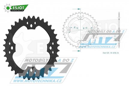 Rozeta ocelov (pevodnk) 1415-36zub ESJOT 50-32126-36 - Kawasaki KSF450+KFX450R / 08-14