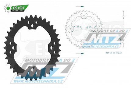 Rozeta ocelov (pevodnk) 1415-37zub ESJOT 50-32126-37 - Kawasaki KSF450+KFX450R / 08-14