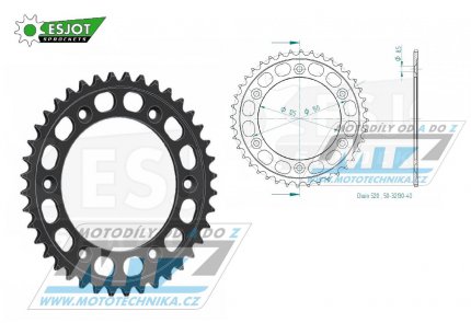 Rozeta ocelov (pevodnk) 32130-40zub ESJOT 50-32130-40 - KTM Duke 790L / 18-21 + Duke 890R (L) / 20-22