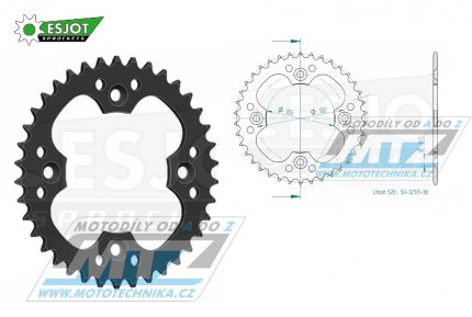 Rozeta ocelov (pevodnk) 32131-38zub ESJOT 50-32131-38 - KTM 450SX+450XC+505SX+525XC / 08-10