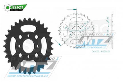 Rozeta ocelov (pevodnk) 32132-31zub ESJOT 50-32132-31 - Bashan Quad 250 / 00-15
