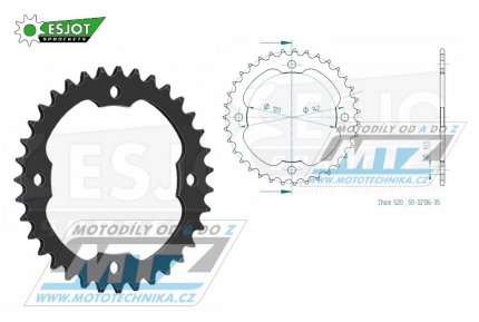 Rozeta ocelov (pevodnk) 32136-35zub ESJOT 50-32136-35 - Bombardier DS250 / 06-16 + Can Am DS250 / 06-16