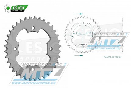 Rozeta ocelov (pevodnk) 32138-36zub ESJOT 50-32138-36