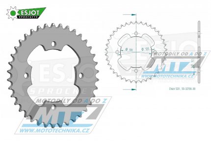 Rozeta ocelov (pevodnk) 32138-38zub ESJOT 50-32138-38