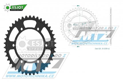 Rozeta ocelov (pevodnk) 1224-42zub ESJOT 50-32139-42 - Honda CBR250 / 11-14 + CB300 / 15-19 + CBR300 / 14-19 + Motobi DL125