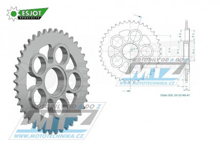 Rozeta ocelov (pevodnk) 32140-41zub ESJOT 50-32140-41