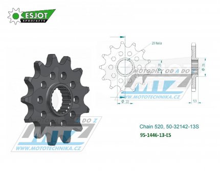 Koleko etzov (pastorek) 1446-13zub ESJOT 50-32142-13S - Kawasaki KXF250 / 06-23 + KX250 / 19-22