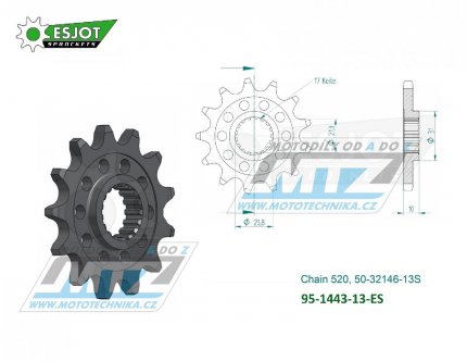 Koleko etzov (pastorek) 1443-13zub ESJOT 50-32146-13S - Suzuki RMZ450 / 13-23