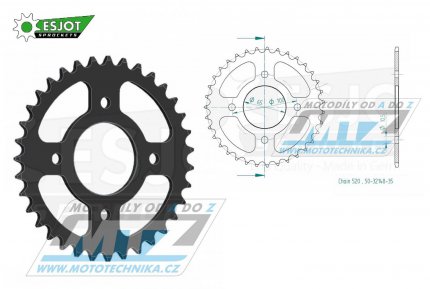 Rozeta ocelov (pevodnk) 32148-35zub ESJOT 50-32148-35 - Sym Wolf 250 / 13-14