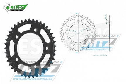 Rozeta ocelov (pevodnk) 1316-41zub ESJOT 50-32150-41 - Honda CB500F+CB500X+CBR500R + NC700S+NC700X+NC750S+NC750X + 750 Vultus+700 Integra+750 Adv+750 X-Adv+750 Forza + CT700+CTX700