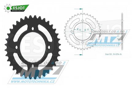 Rozeta ocelov (pevodnk) 32154-36zub ESJOT 50-32154-36 - CPI XS250 / 07-10