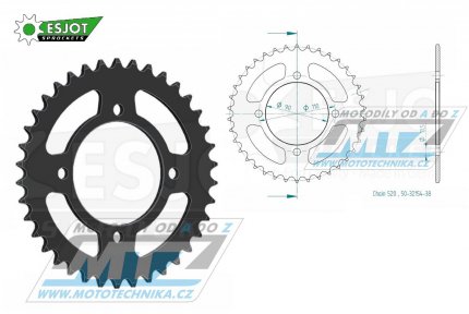 Rozeta ocelov (pevodnk) 32154-38zub ESJOT 50-32154-38 - CPI XS250 / 07-10