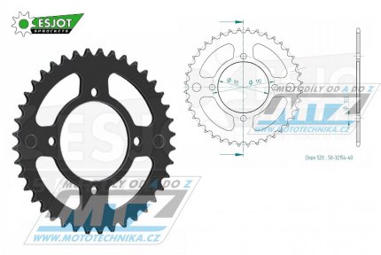 Rozeta ocelov (pevodnk) 32154-40zub ESJOT 50-32154-40 - CPI XS250 / 07-10