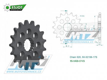 Koleko etzov (pastorek) 1423-17zub ESJOT 50-32156-17S - Suzuki GSXR1000 / 09-16 + GSX-R1000