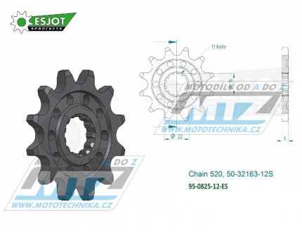 Koleko etzov (pastorek) 0825-12zub ESJOT 50-32163-12S - Husqvarna TC250+TE250+TXC250 + TE310